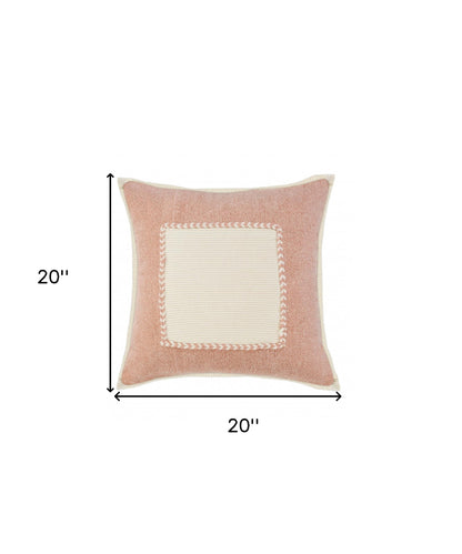 20" X 20" Navy And Cream 100% Cotton Zippered Pillow