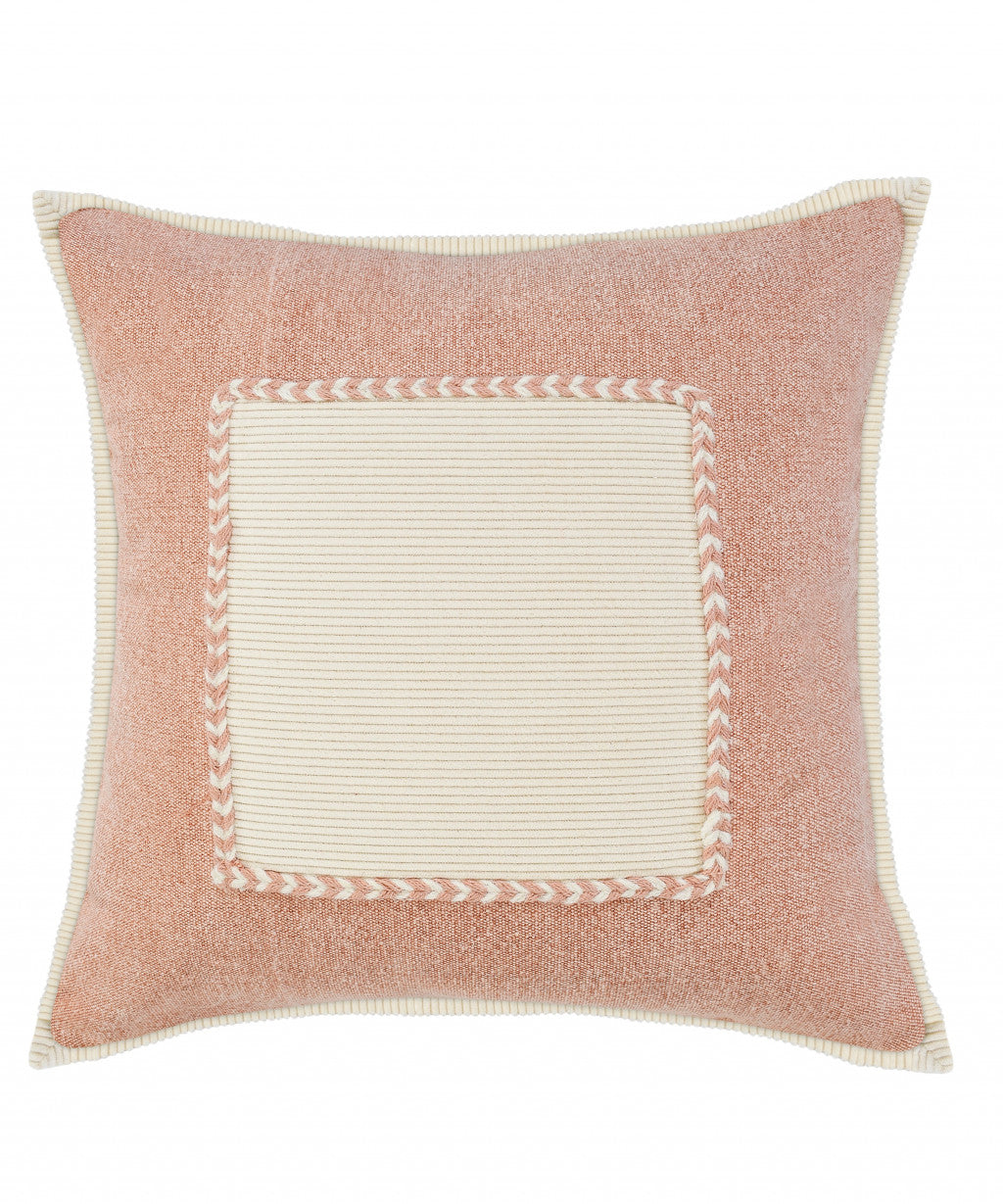 20" X 20" Navy And Cream 100% Cotton Zippered Pillow