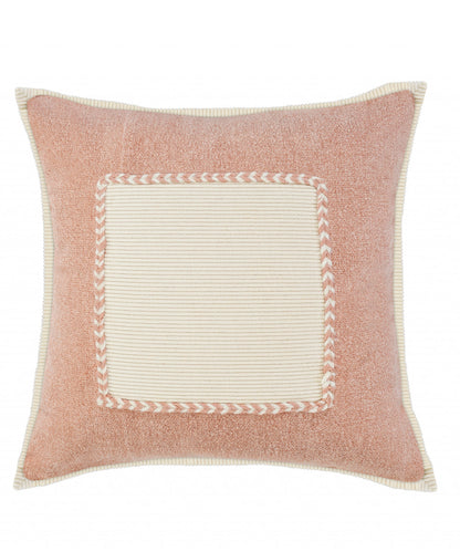 20" X 20" Navy And Cream 100% Cotton Zippered Pillow