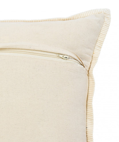 20" X 20" Navy And Cream 100% Cotton Zippered Pillow