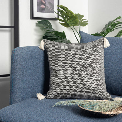 18" X 18" Light Blue 100% Cotton Geometric Zippered Pillow