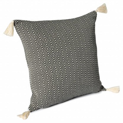 18" X 18" Light Blue 100% Cotton Geometric Zippered Pillow