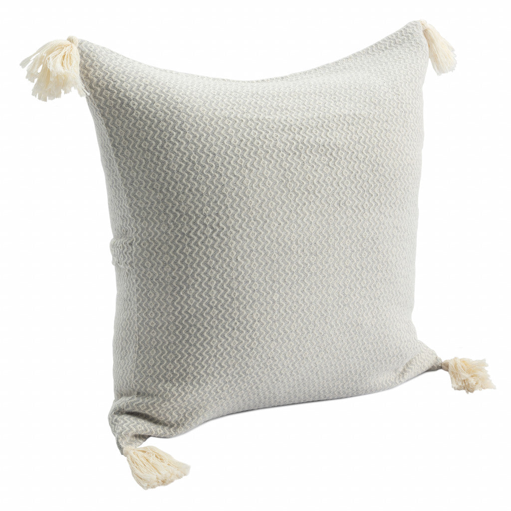 18" X 18" Light Blue 100% Cotton Geometric Zippered Pillow