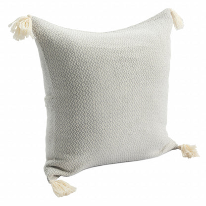 18" X 18" Light Blue 100% Cotton Geometric Zippered Pillow