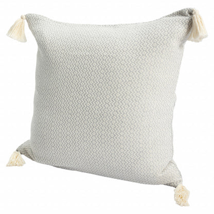 18" X 18" Light Blue 100% Cotton Geometric Zippered Pillow