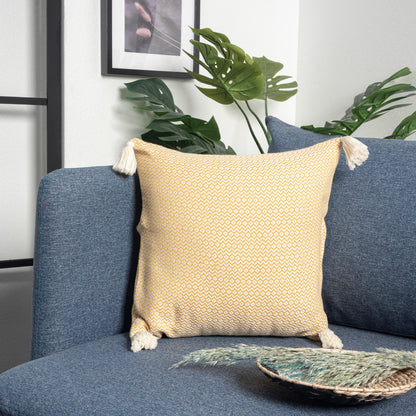 18" X 18" Light Blue 100% Cotton Geometric Zippered Pillow