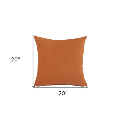 20" X 20" Orange And Dark Orange 100% Cotton Diamond Zippered Pillow