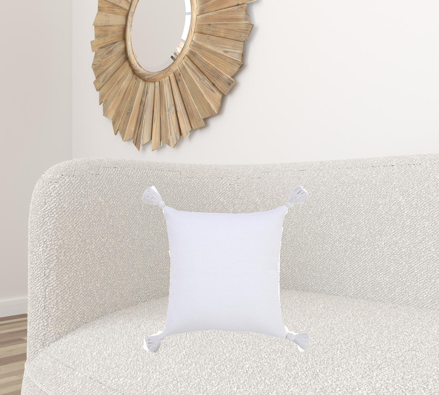 20" X 20" Orange Cotton Zippered Pillow With Tassels
