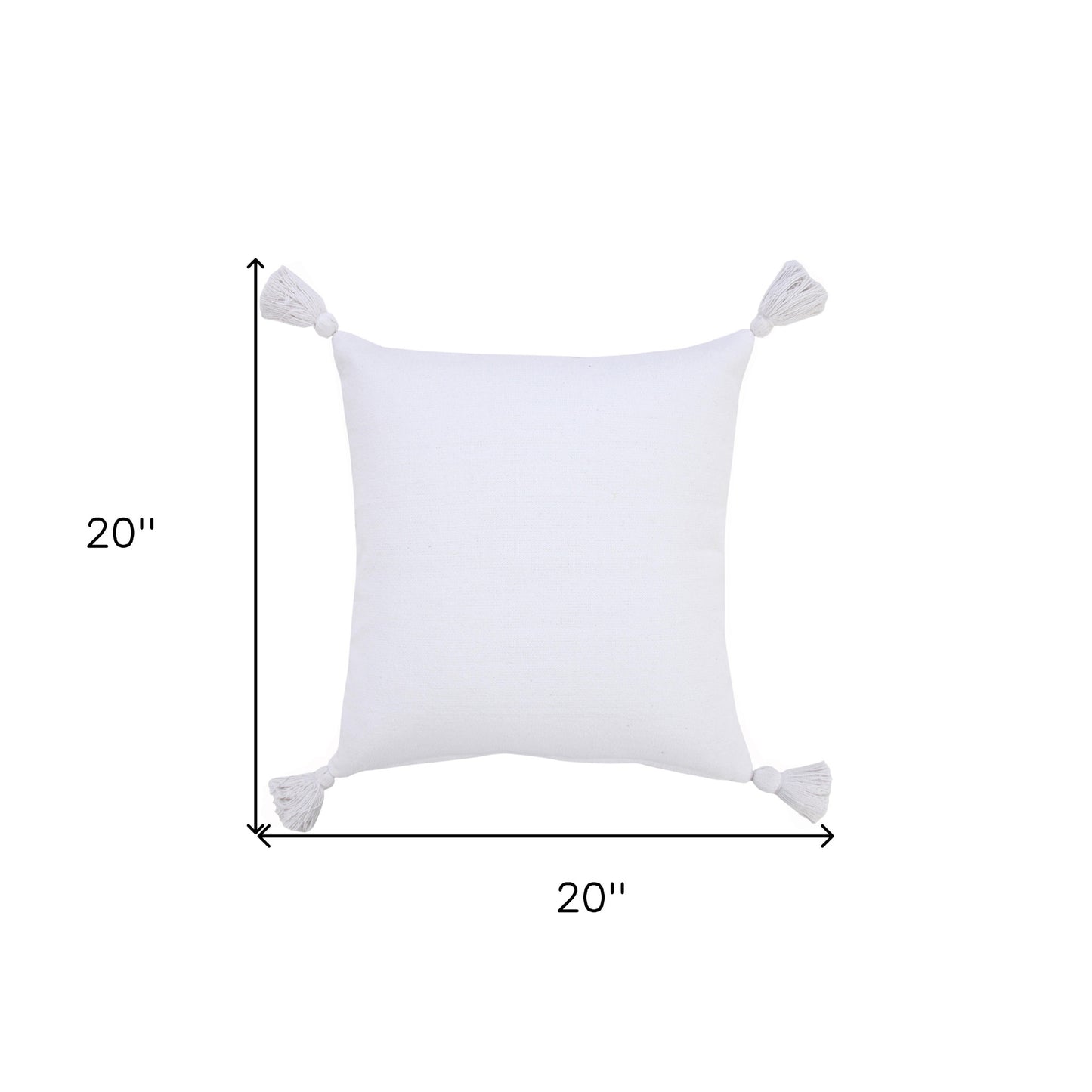 20" X 20" Orange Cotton Zippered Pillow With Tassels