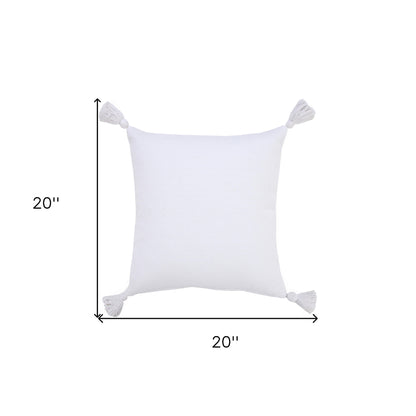 20" X 20" Orange Cotton Zippered Pillow With Tassels
