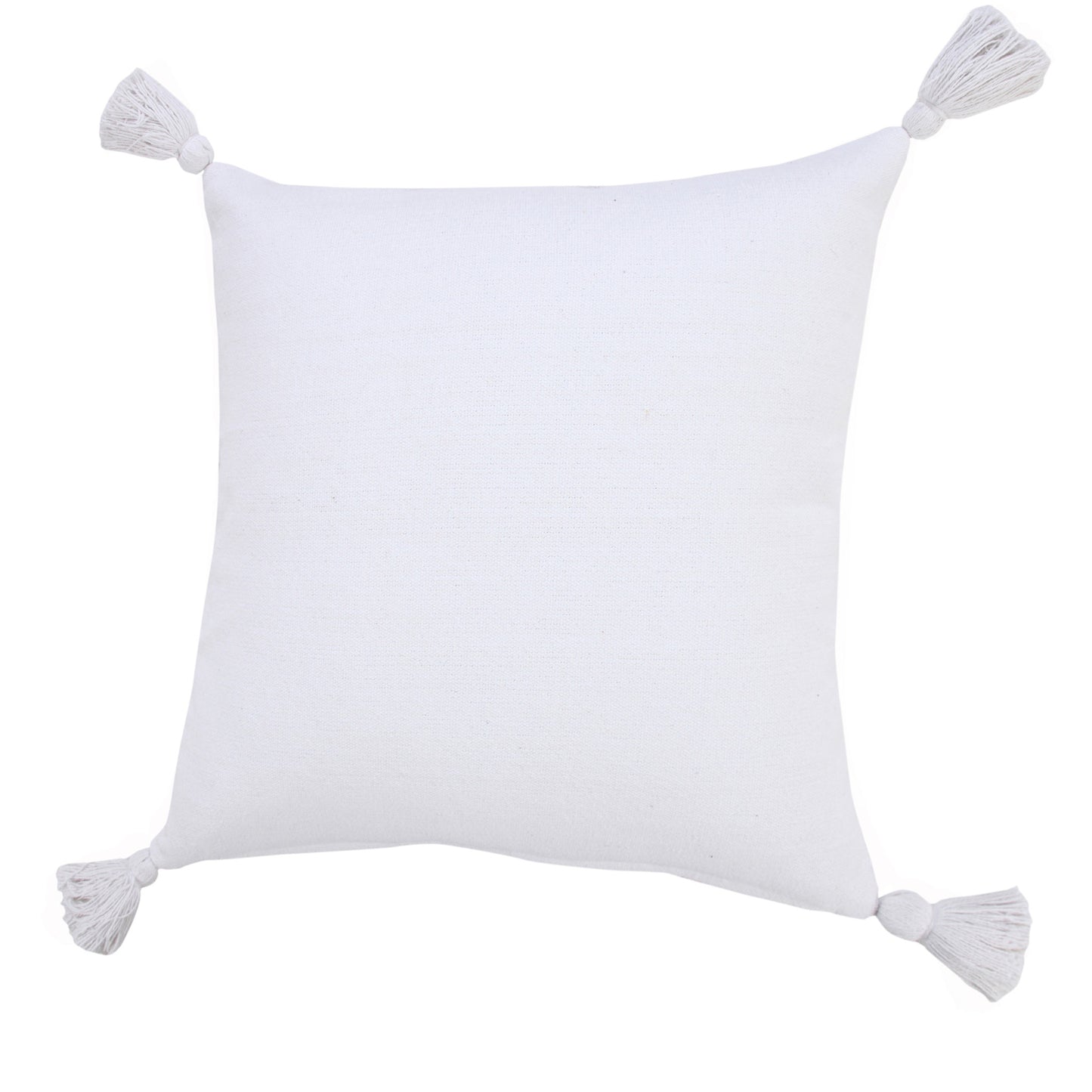 20" X 20" Orange Cotton Zippered Pillow With Tassels
