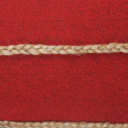 24" X 24" Navy Red And Tan 100% Cotton Striped Zippered Pillow