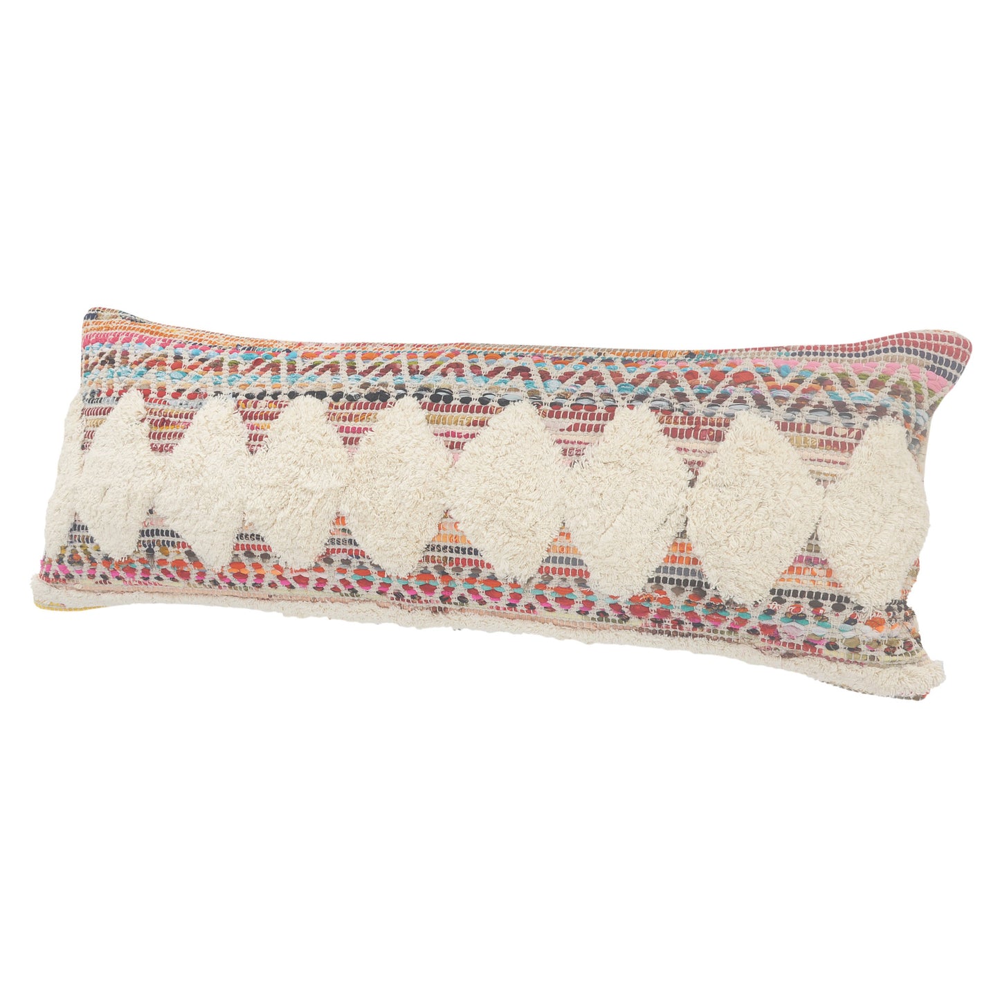 18" X 18" Blue and White Diamond Cotton Zippered Pillow