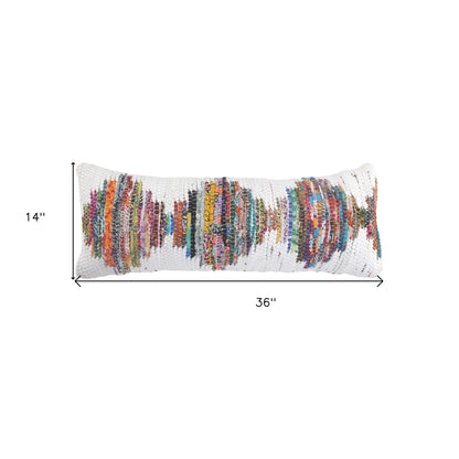 20" X 20" White Red Green Blue Yellow And Orange 100% Cotton Geometric Zippered Pillow