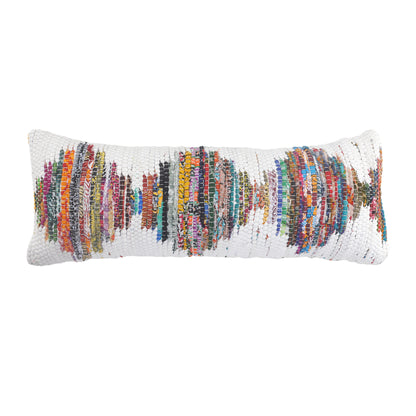 20" X 20" White Red Green Blue Yellow And Orange 100% Cotton Geometric Zippered Pillow