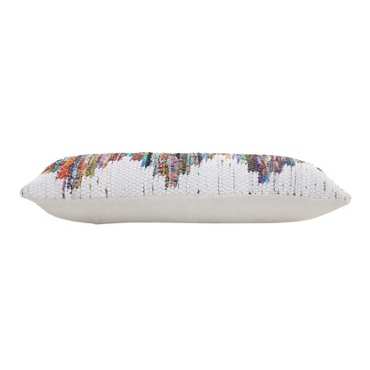 20" X 20" White Red Green Blue Yellow And Orange 100% Cotton Geometric Zippered Pillow