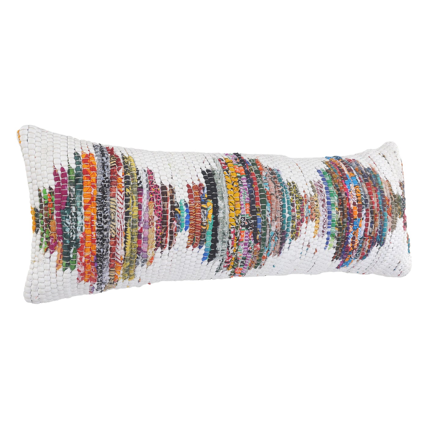 20" X 20" White Red Green Blue Yellow And Orange 100% Cotton Geometric Zippered Pillow