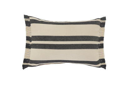 20" X 20" Ensign Blue White And Linen 100% Cotton Striped Zippered Pillow