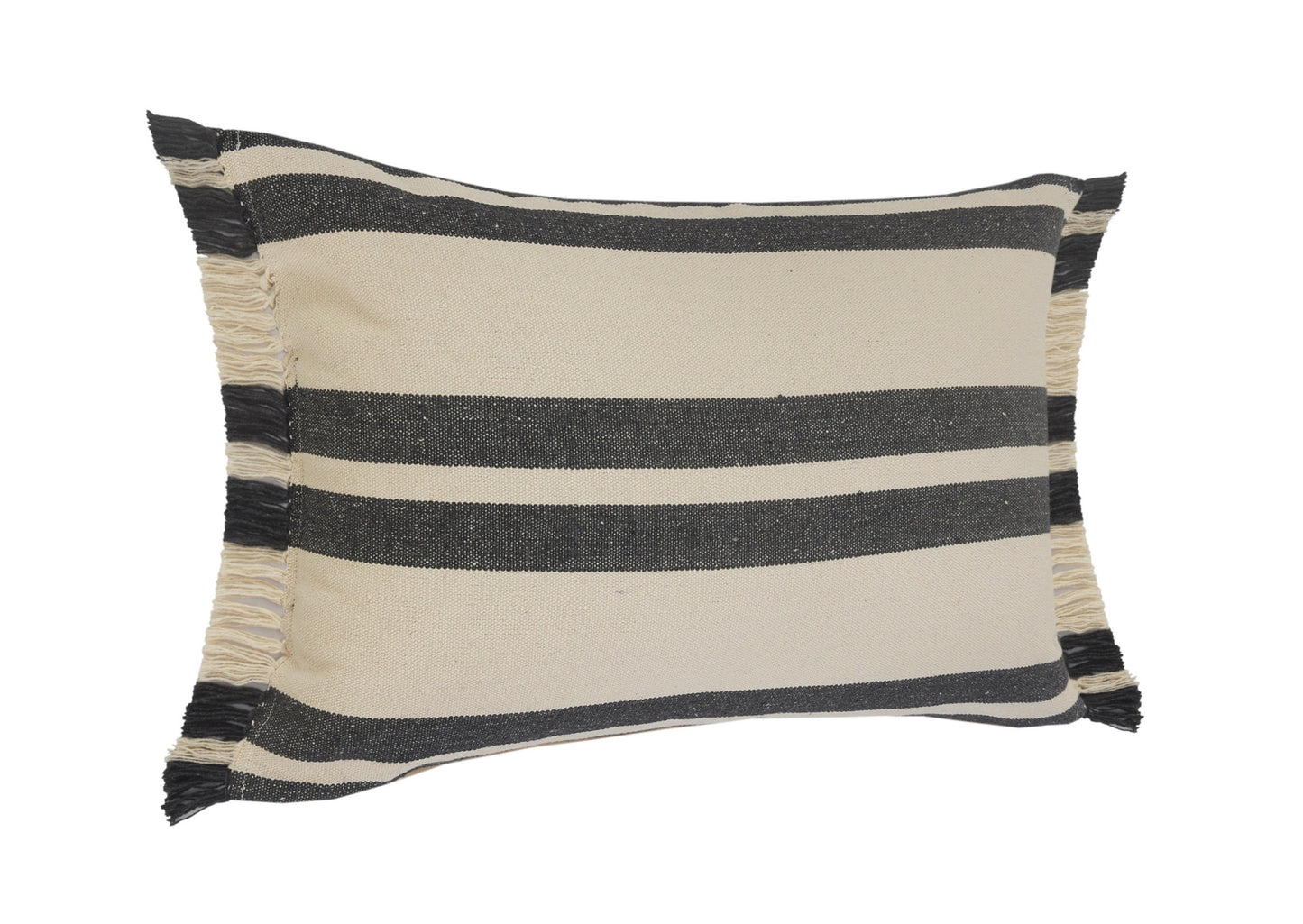 20" X 20" Ensign Blue White And Linen 100% Cotton Striped Zippered Pillow