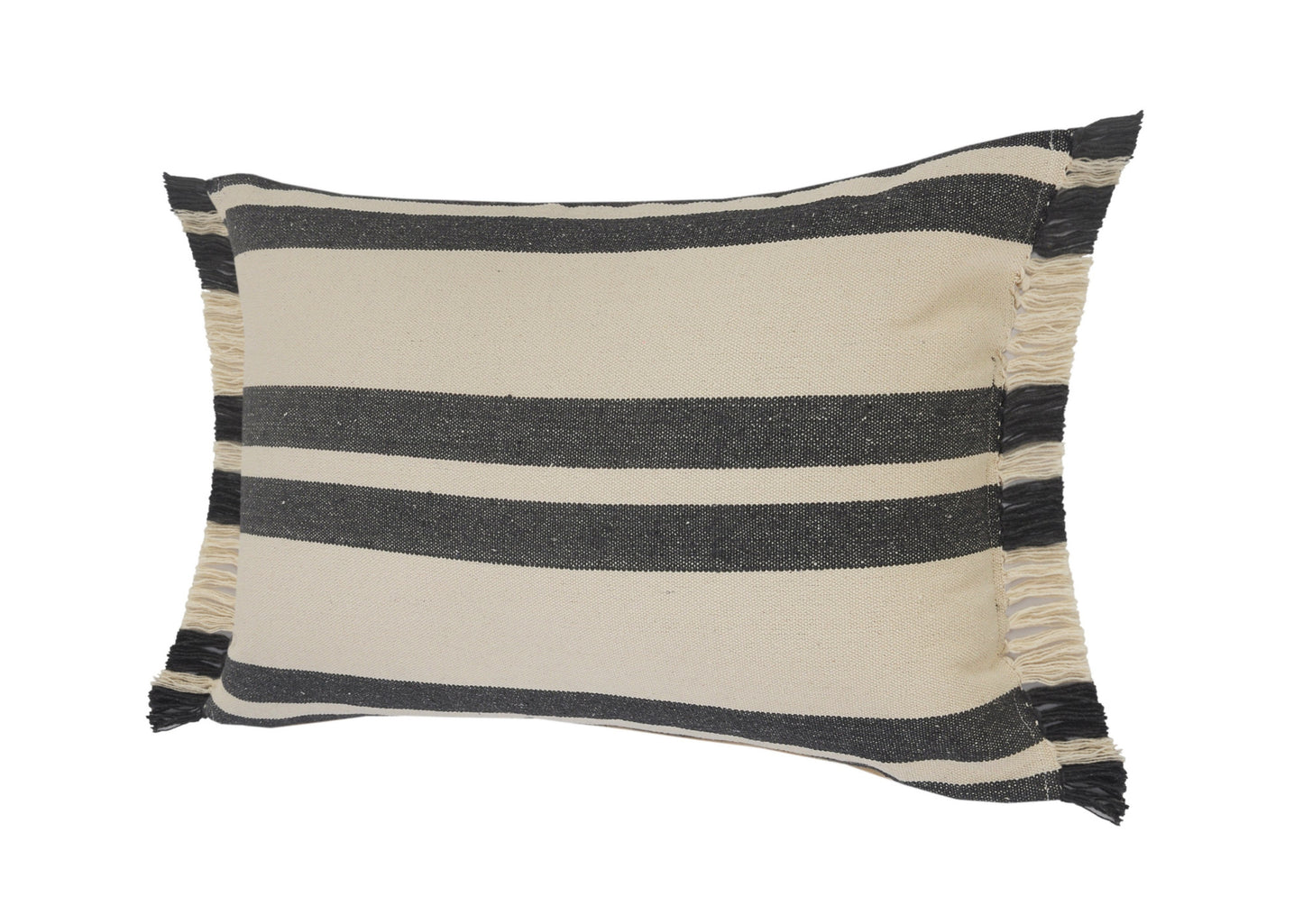 20" X 20" Ensign Blue White And Linen 100% Cotton Striped Zippered Pillow