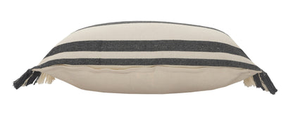 20" X 20" Ensign Blue White And Linen 100% Cotton Striped Zippered Pillow
