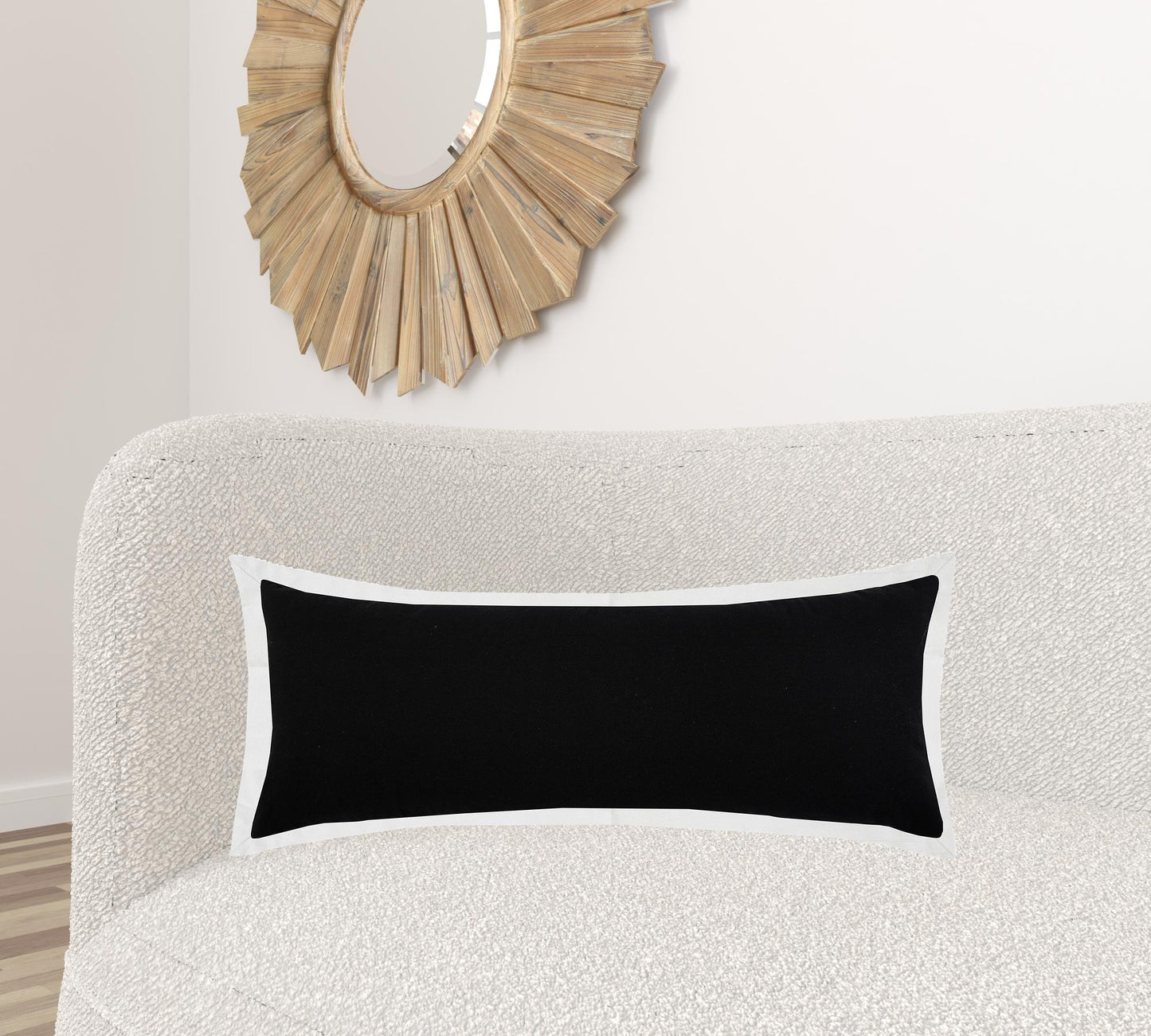 20" X 20" White And Black 100% Cotton Geometric Zippered Pillow