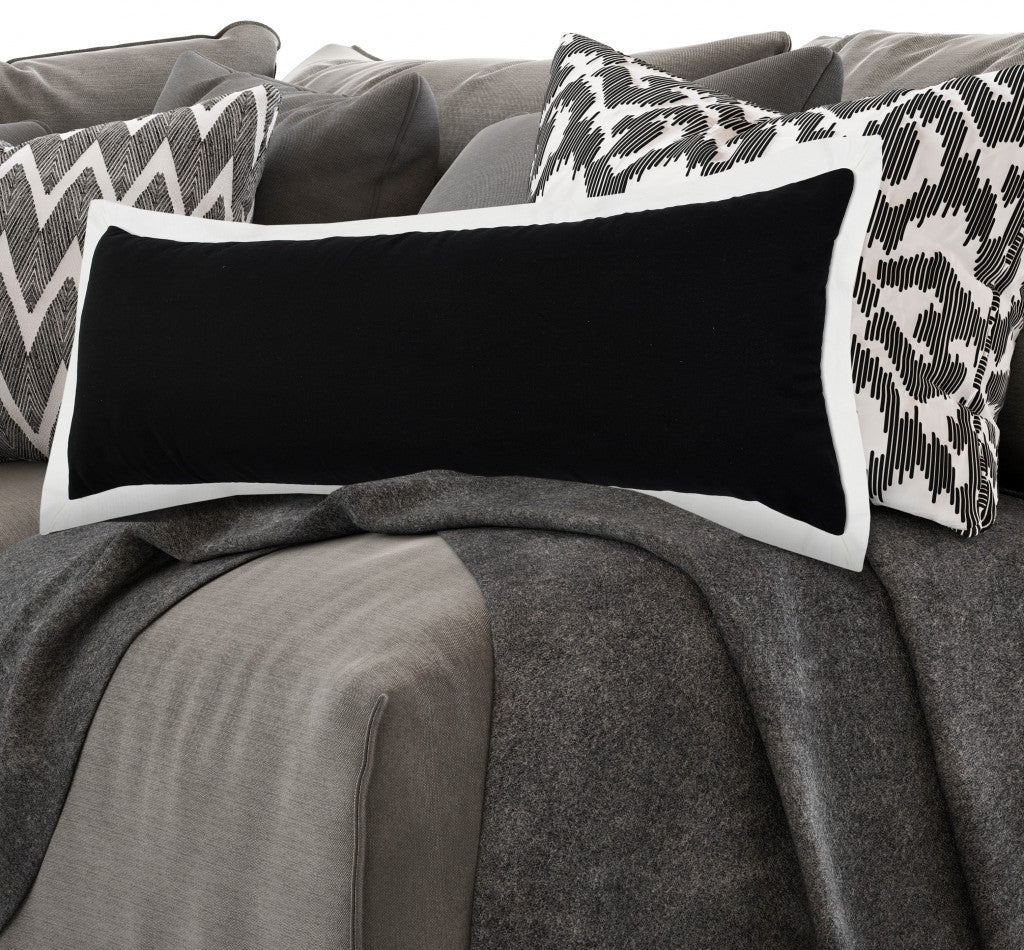 20" X 20" White And Black 100% Cotton Geometric Zippered Pillow