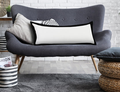20" X 20" White And Black 100% Cotton Geometric Zippered Pillow