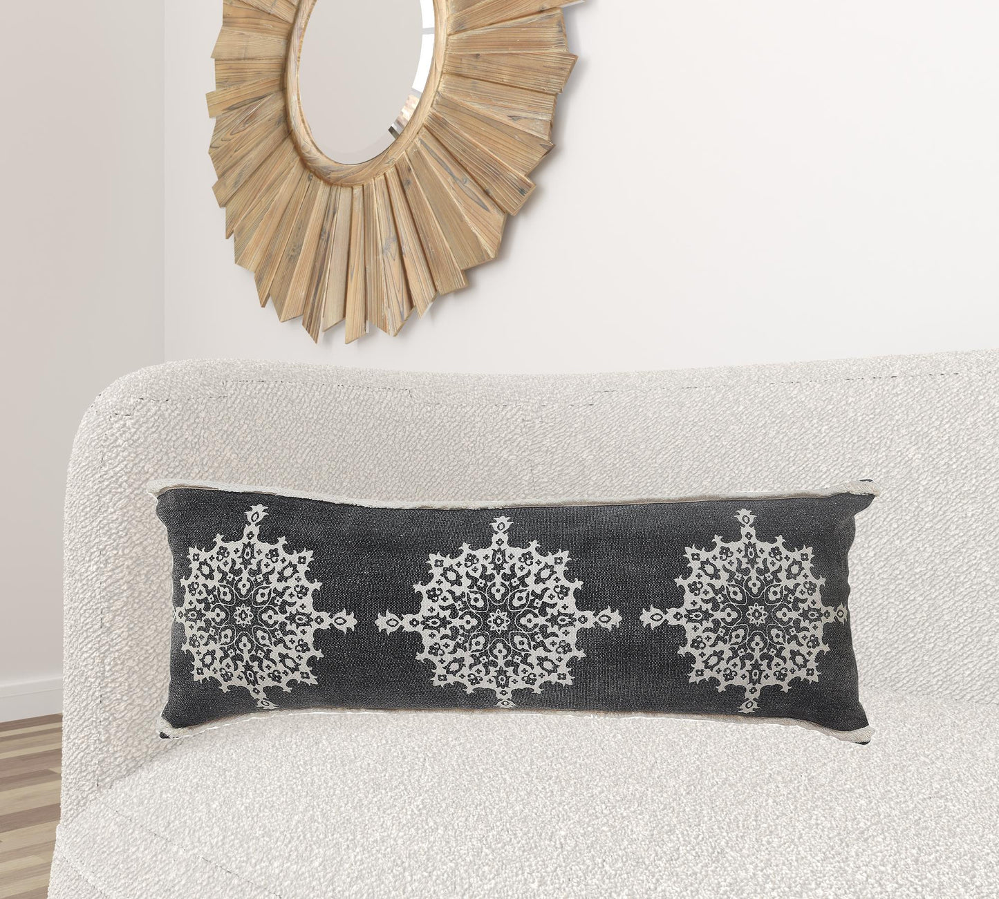 20" X 20" Orange And Off-White 100% Cotton Geometric Zippered Pillow