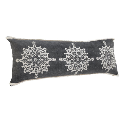 20" X 20" Orange And Off-White 100% Cotton Geometric Zippered Pillow