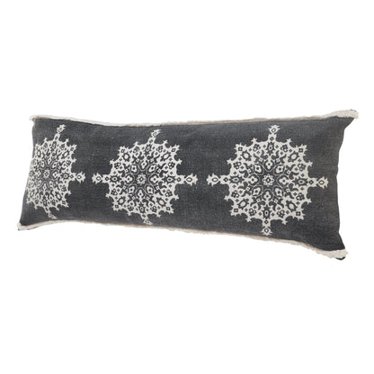 20" X 20" Orange And Off-White 100% Cotton Geometric Zippered Pillow