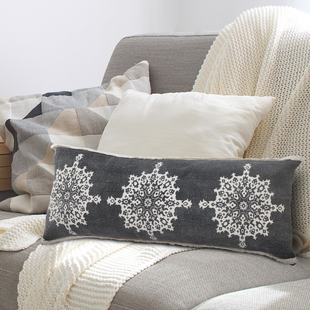 20" X 20" Orange And Off-White 100% Cotton Geometric Zippered Pillow