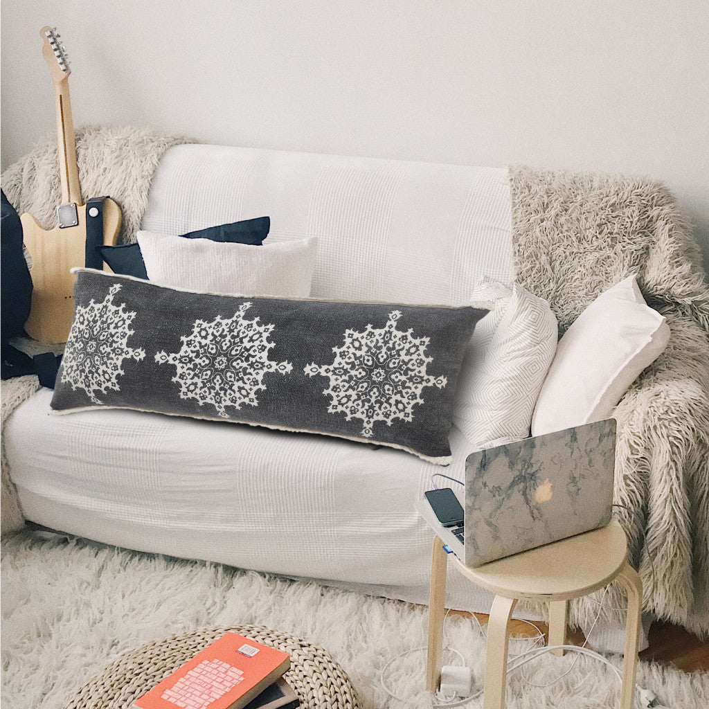 20" X 20" Orange And Off-White 100% Cotton Geometric Zippered Pillow