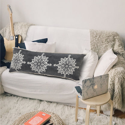20" X 20" Orange And Off-White 100% Cotton Geometric Zippered Pillow
