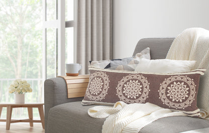 20" X 20" Brown And White 100% Cotton Striped Zippered Pillow