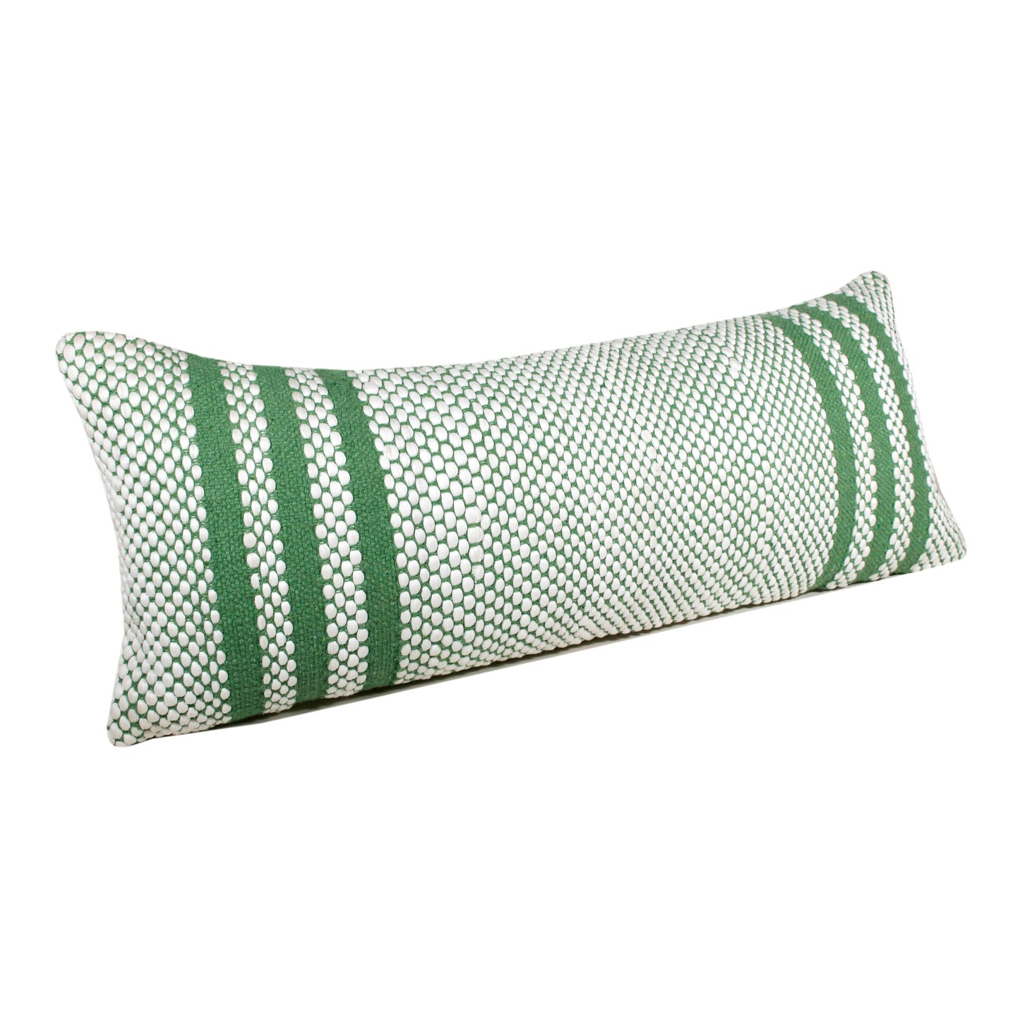 20" X 20" Jade Green And White 100% Cotton Geometric Zippered Pillow