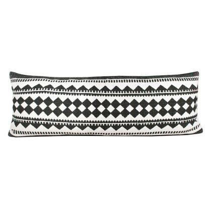 20" X 20" Black And White 100% Cotton Geometric Zippered Pillow