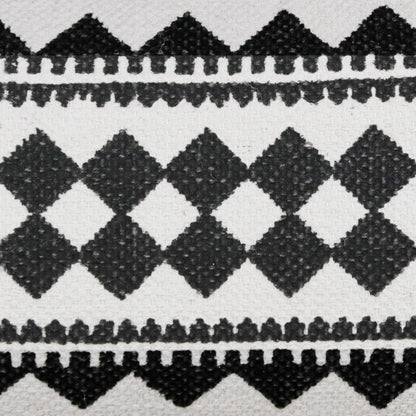 20" X 20" Black And White 100% Cotton Geometric Zippered Pillow