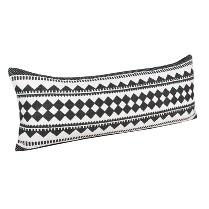 20" X 20" Black And White 100% Cotton Geometric Zippered Pillow