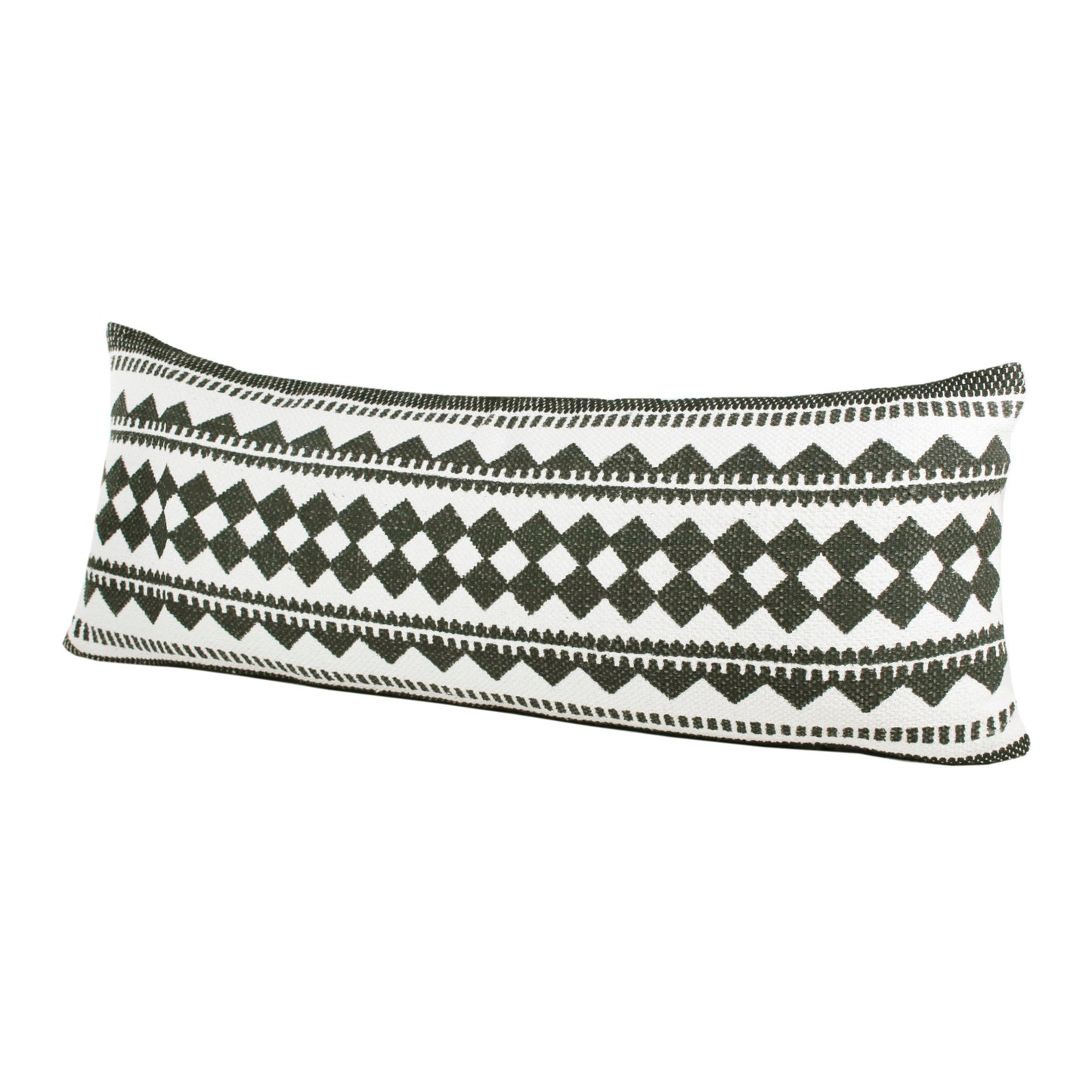 20" X 20" Black And White 100% Cotton Geometric Zippered Pillow