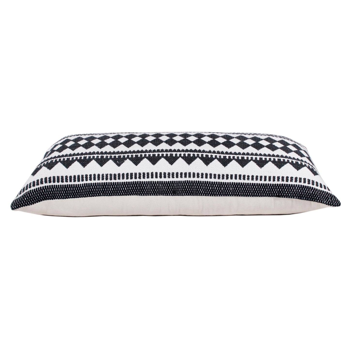 20" X 20" Black And White 100% Cotton Geometric Zippered Pillow