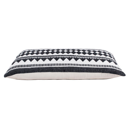 20" X 20" Black And White 100% Cotton Geometric Zippered Pillow