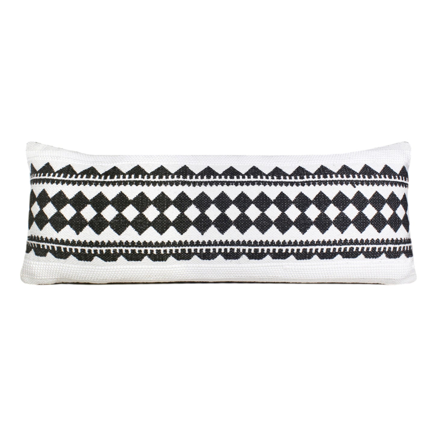 20" X 20" Black And White 100% Cotton Geometric Zippered Pillow