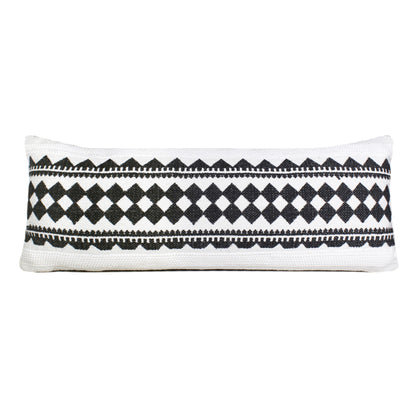 20" X 20" Black And White 100% Cotton Geometric Zippered Pillow