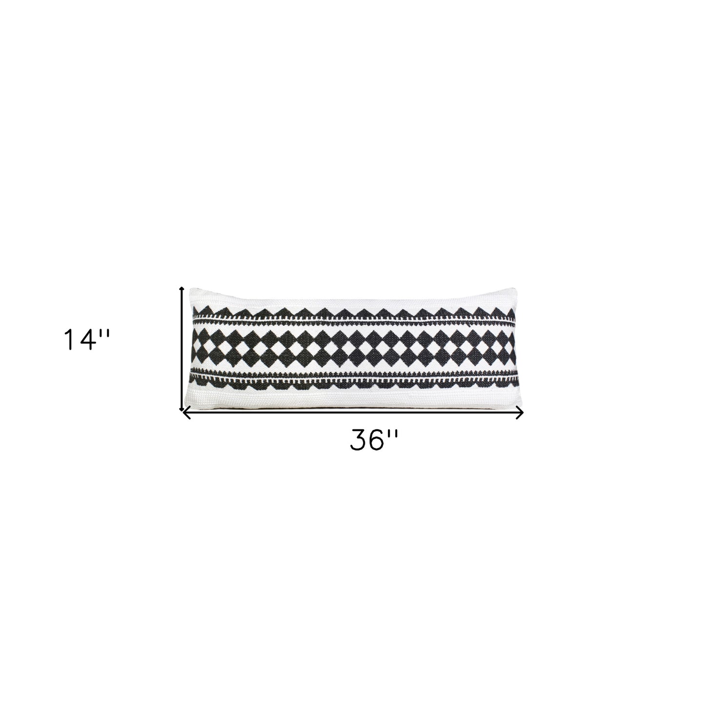 20" X 20" Black And White 100% Cotton Geometric Zippered Pillow