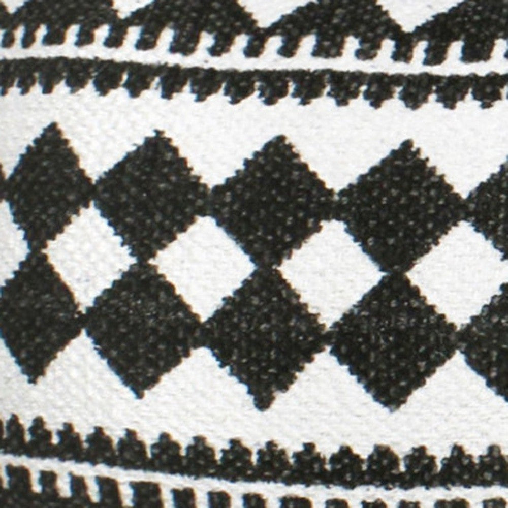20" X 20" Black And White 100% Cotton Geometric Zippered Pillow