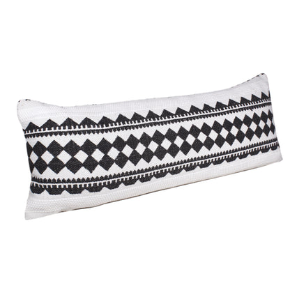 20" X 20" Black And White 100% Cotton Geometric Zippered Pillow