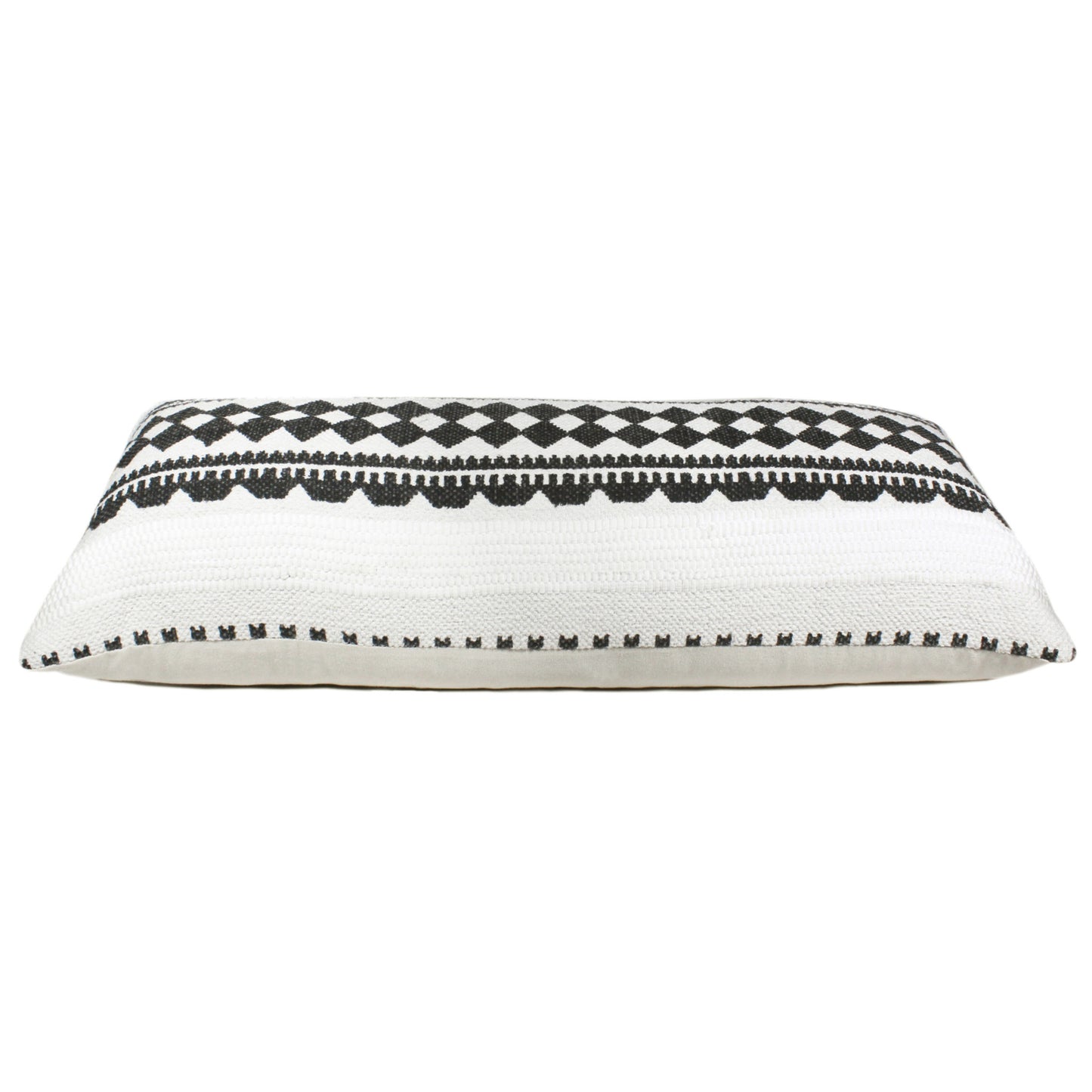 20" X 20" Black And White 100% Cotton Geometric Zippered Pillow