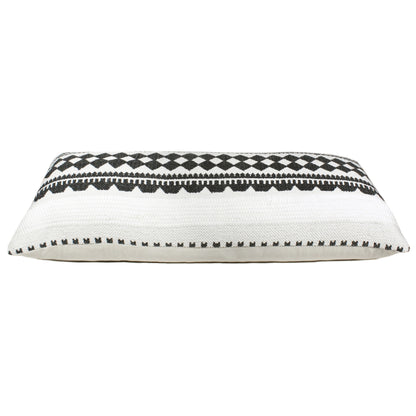 20" X 20" Black And White 100% Cotton Geometric Zippered Pillow