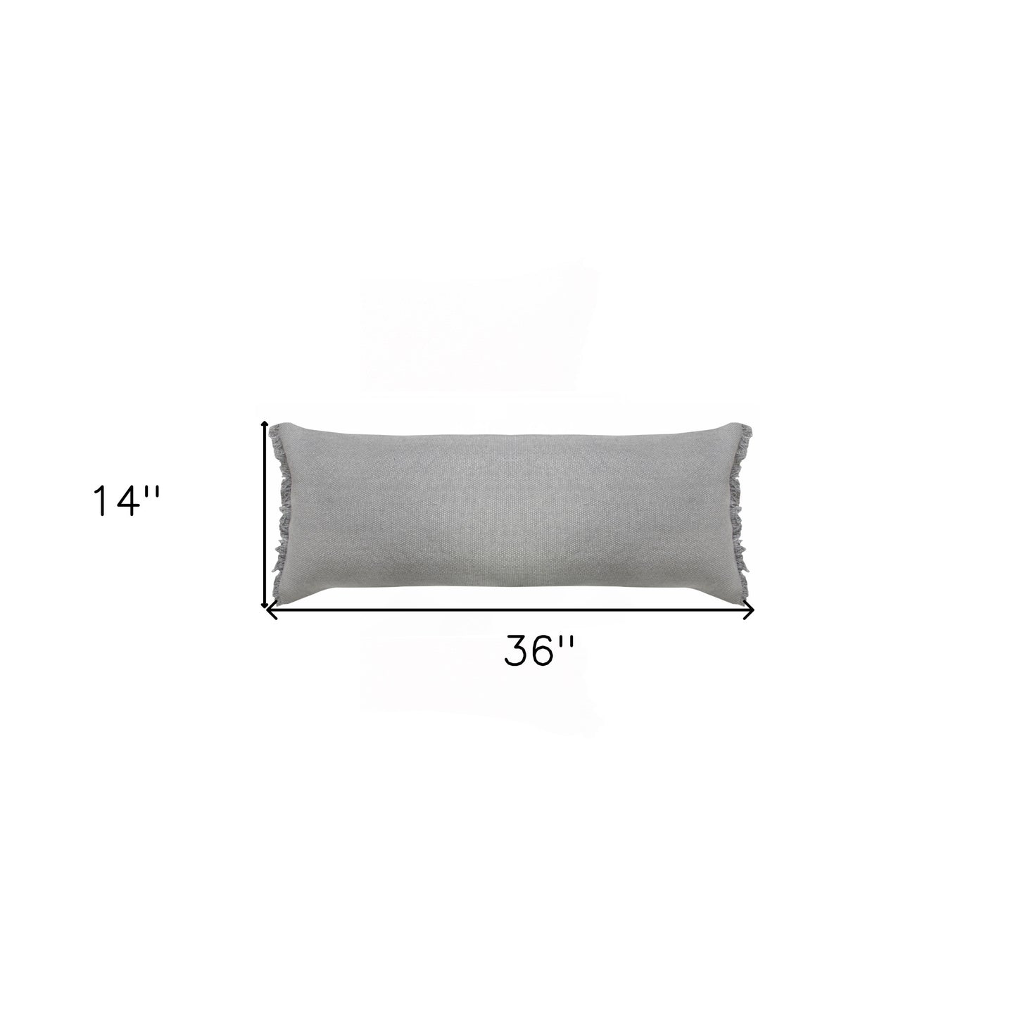 14" X 36" Jet Black 100% Cotton Zippered Pillow